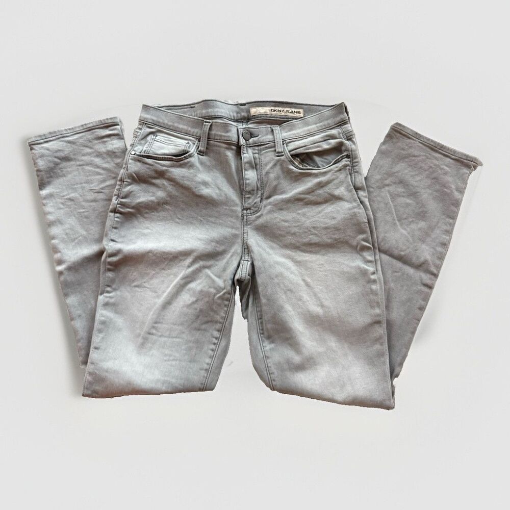 DKNY Jeans Women's Gray Light Wash Mid-Rise Skinny Slim Stretch Denim Pockets